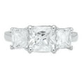 thumbnail image 1 of 4.0 ct Square Emerald Cut Genuine Cultured Diamond VS1-VS2 G-H 14K White Gold Three-Stone Promise Wedding Statement Engagement Designer Ring W/ Crystal side stones size 10.5, 1 of 6