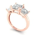 thumbnail image 1 of 4.0 ct square emerald cut clear Zircon 14k rose gold 3 stone Bridal Wedding Engagement Promise Anniversary Ring for Women size 8.75, 1 of 7