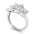 thumbnail image 1 of 4.0 ct square emerald cut clear Zircon 18k white gold 3 stone Bridal Wedding Engagement Promise Anniversary Ring for Women size 9, 1 of 7