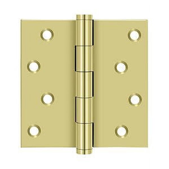 4.0" x SQR Solid Brass Hinge 2/pk - Polished Brass