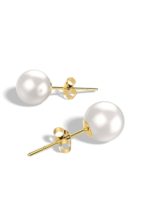 4.00 CTTW 18K Gold Plated Genuine Cultured Pearl Earring in 18k Yellow Gold
