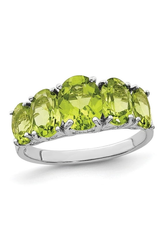 4.00 Carat (Ctw) Five-Stone Peridot Ring in Sterling Silver