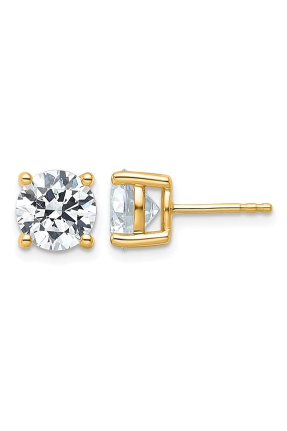 4.00 Carat (Ctw SI1-Si2, G-H) Lab Grown Diamond Solitaire Stud Earrings in 14K Yellow Gold for Women