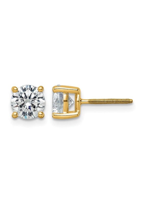 4.00 Carat (Ctw VS2, F) Certified Lab Grown Diamond Solitaire Stud Earrings in 14K Yellow Gold for Women