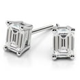 thumbnail image 1 of 4.00 Carat D/VVS1 Emerald Cut Moissanite Diamond Beautiful Stud Earrings for women Solid 18K White Gold Push Back Studs, 1 of 5