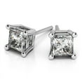thumbnail image 1 of 4.00 Carat D/VVS1 Princess Cut Colorless Genuine Moissanite Beautiful Stud Earrings for women Solid 14K White Gold Screw Back Studs, 1 of 5