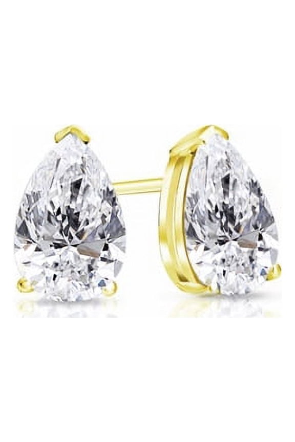 4.00 Carat Latest Design Pear Cut Lab Created Diamond Beautiful Stud Earrings for women Solid 14K Yellow Gold Push Back Studs