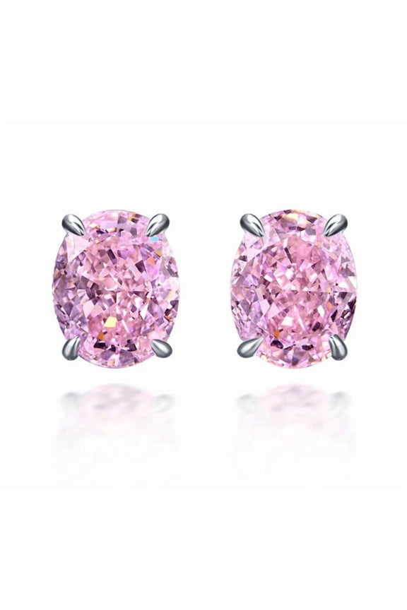 4.00 Ct Certified Pink Oval Shape Studs Natural Diamond VVS1 White Gold Finish