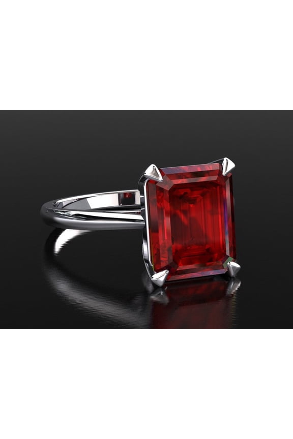 4.00 Ct Emerald Cut Ruby Birthstone Stone Ring 14k White Gold Plated
