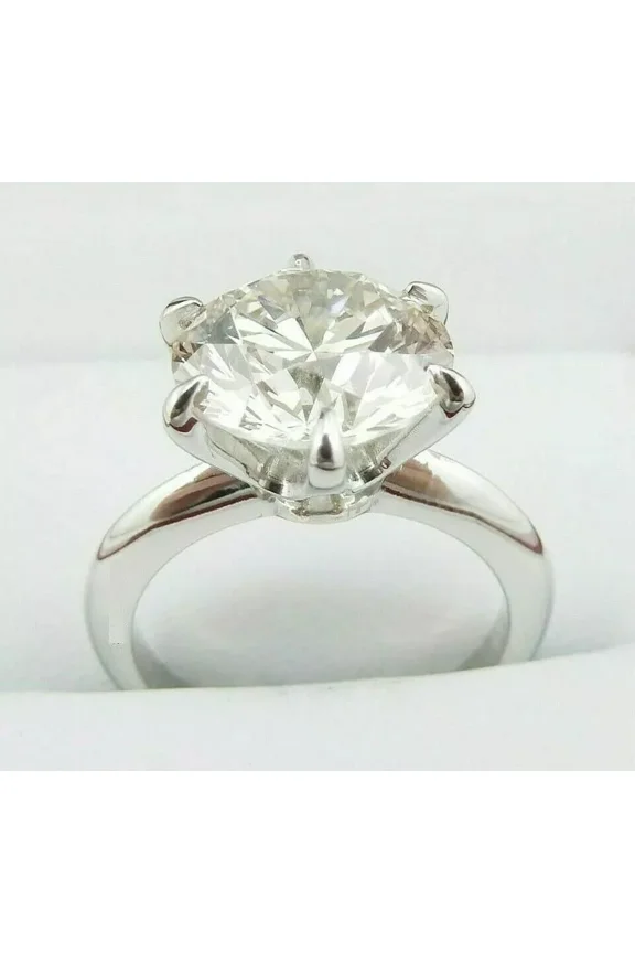 4.00 Ct. Off White Round Treated Diamond Solitaire Ring in 925 Silver