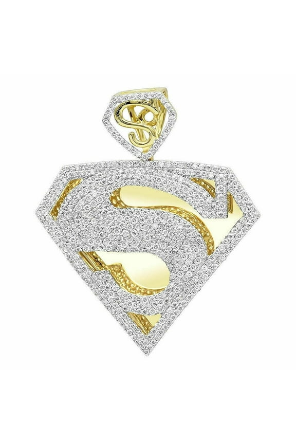 4.00 Ct Round Cut Lab Created Diamond Men's Superman Pendent 14k Yellow Gold Plated Silver