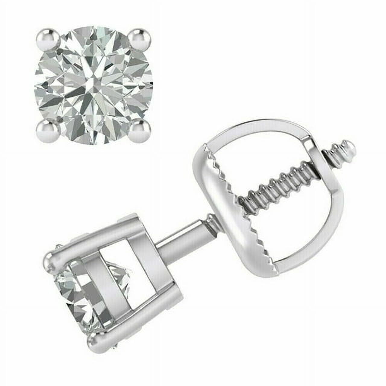SHREE JEWELS 4.00 Ct Round Lab-Created Diamond Solitaire Stud Earrings 14K White Gold Finish