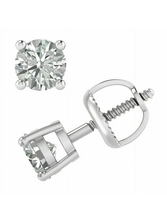 4.00 Ct Round Lab-Created Diamond Solitaire Stud Earrings 14K White Gold Finish