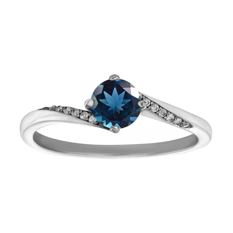 4.00 Mm Natural London Blue Topaz Gemstone 925 Sterling Silver Ring For ...