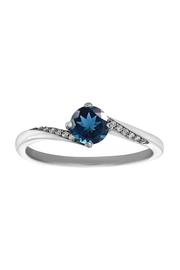 4.00 Mm Natural London Blue Topaz Gemstone 925 Sterling Silver Ring For Women