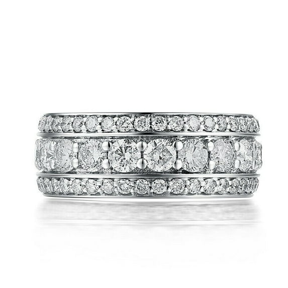 4.00 cts Round Cut Moissanite Wedding Band, Eternity Wedding Band Ring, White Sterling Silver Ring, VVS1 Moissanite Eternity Band Ring