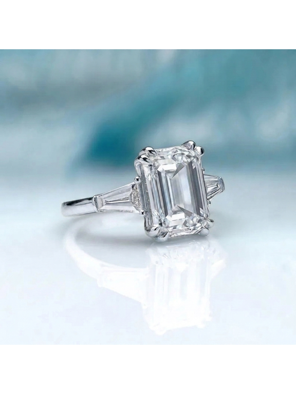 4.00 tcw Luxurious Emerald Shape Three Stone IGI Certified Lab Grown Diamond Engagement Ring for her Solid 950 Platinum Size 7 by Diamond-Capitals