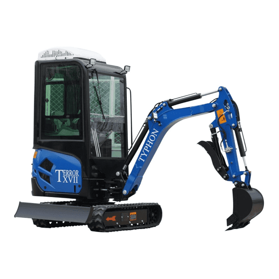4,000 lb TYPHON TERROR XVII Mini Excavator Rubber Track with AC Heater Cabin and Kubota D902 Diesel Engine USA