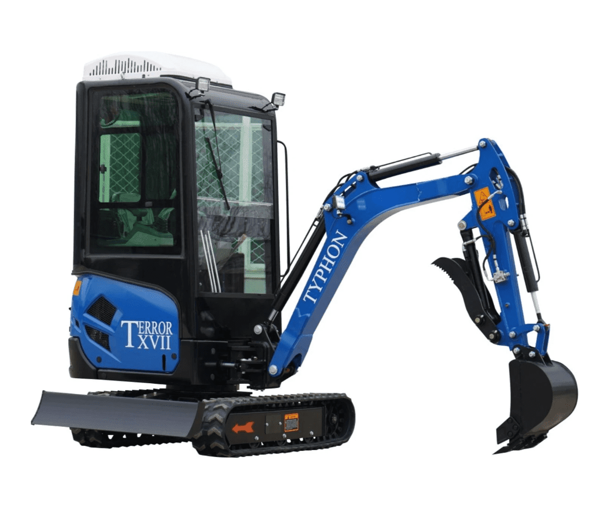 4,000 lb TYPHON TERROR XVII Mini Excavator Rubber Track with AC Heater Cabin and Kubota D902 Diesel Engine USA