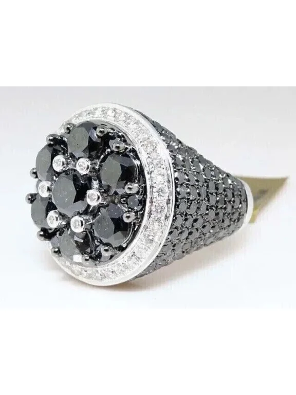 4.00Ct Round Cut Lab Created Black Diamond Men's Pinky Ring in 14k White Gold Plated