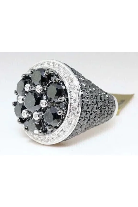 4.00Ct Round Cut Lab Created Black Diamond Men's Pinky Ring in 14k White Gold Plated