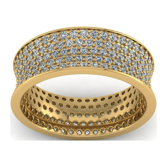 4.00Ct Round Cut Natural Diamond 5Row Concave Style Anniversary Wedding Eternity Band Ring 10k Gold HI SI2