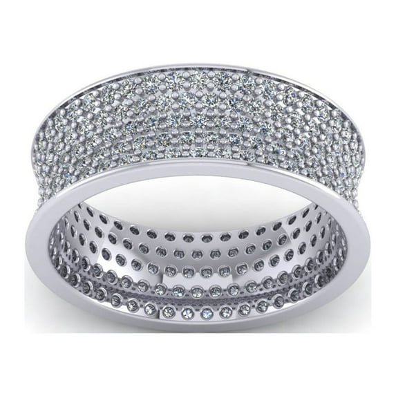 4.00Ct Round Cut Natural Diamond 5Row Concave Style Anniversary Wedding Eternity Band Ring 10k Gold HI SI2