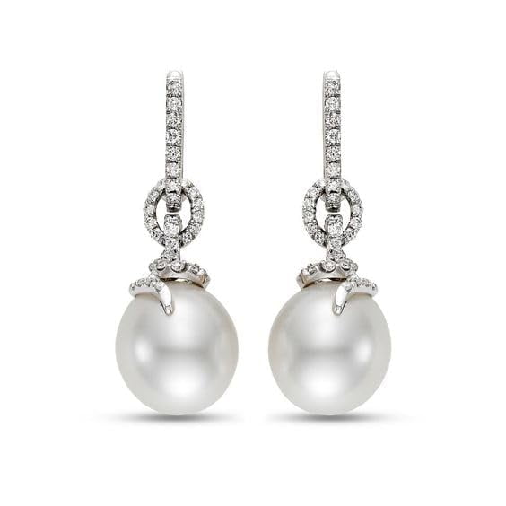 4.00Ct Round Cut Simulated Pearl & Diamond Women's Drop Dangle Earrings 925 Sterling Silver Party Wear Earrings