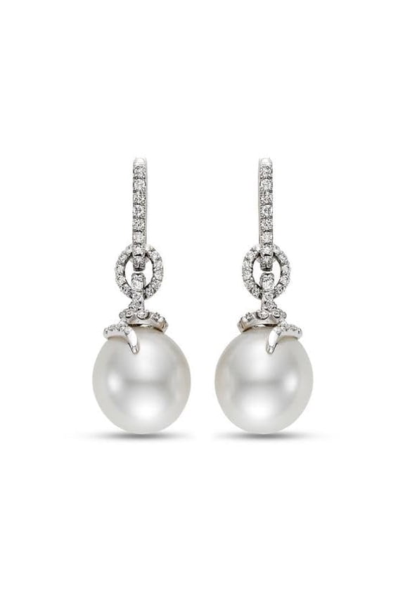 4.00Ct Round Cut Simulated Pearl & Diamond Women's Drop Dangle Earrings 925 Sterling Silver Party Wear Earrings
