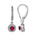 thumbnail image 1 of 4.00mm Lab Created Ruby Leverback Dangle Earrings in Sterling Silver for Women, 1 of 4