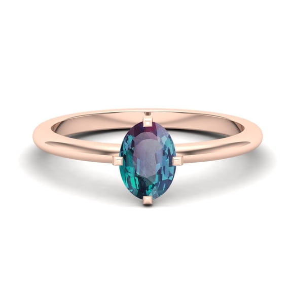 4.02ct AAA Lab Created Alexandrite in 14K Rose Gold Plated Engagement Ring Vintage Antique Art Deco Solitaire Ring for Women Birthday Gift