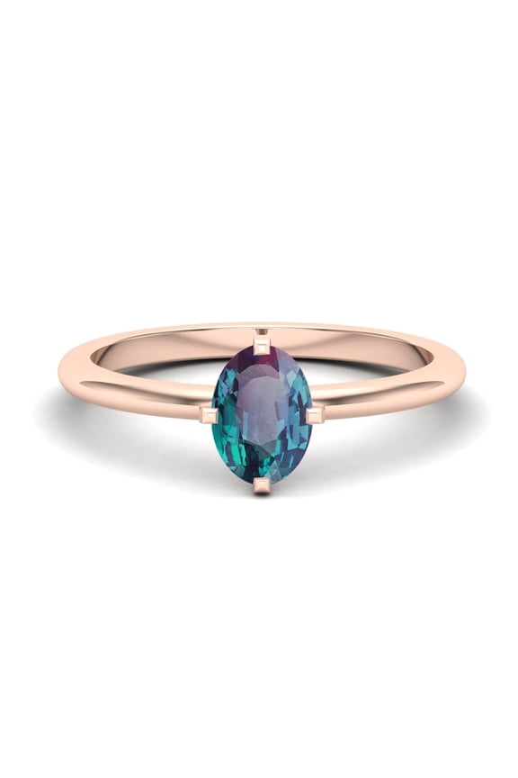 4.02ct AAA Lab Created Alexandrite in 14K Rose Gold Plated Engagement Ring Vintage Antique Art Deco Solitaire Ring for Women Birthday Gift