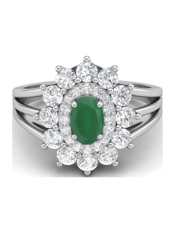 4.03 Ctw Oval Natural Green Onyx 925 Sterling Silver Solitaire Women Valentines Day Gifts Ring