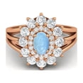 thumbnail image 1 of 4.03 Ctw Oval Natural Larimar 925 Silver Rose Plated Solitaire Women Valentines Day Gifts Ring, 1 of 4
