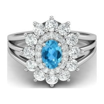 4.03 Ctw Oval Swiss Blue Topaz 925 Sterling Silver Solitaire Women's Mother's Day Gift Ring