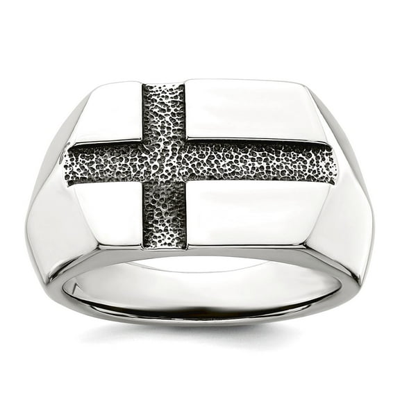 4.05 To 13 (tapered)mm 925 Sterling Silver Oxidized Religious Faith Cross Mens Ring Size 9 Ring for Men