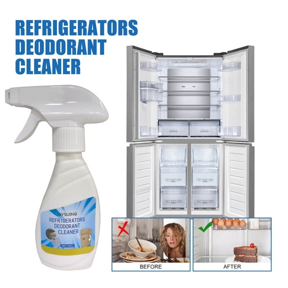 4.06 fl oz Refrigerator Deodorant Cleaner Spray, Fridge and Freezer Odor Eliminator, Gentle Multipurpose Fresh Cleaning Solution for Kitchen, Closet, Sink and Household Indoor Use
