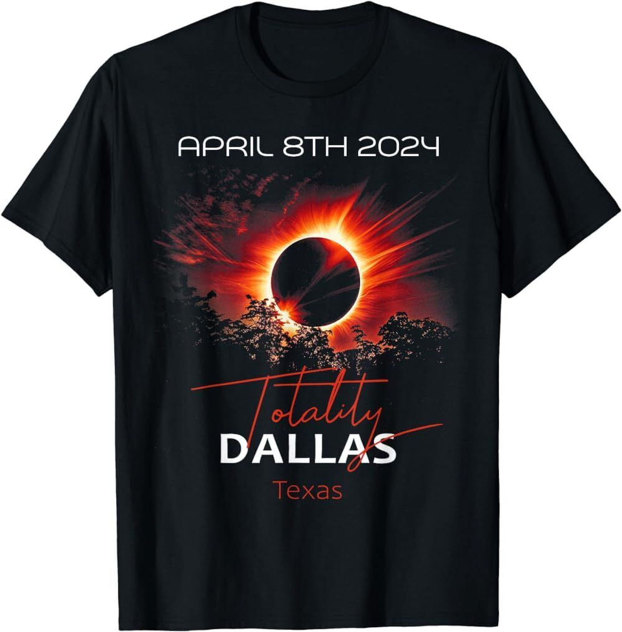 4.08.24 Total Solar Eclipse 2024 Dallas Texas TShirt, Cotton Unisex