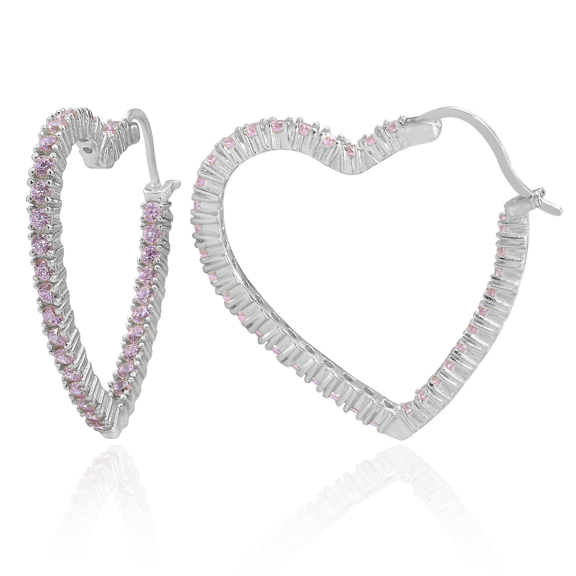 4.08ctw Tanzanite Simulant 18k over Silver Heart Shape Hoop Earrings