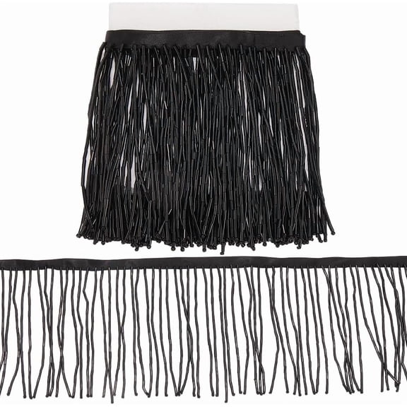 4.09 Inch Black Glass Beaded Tassel Trim Wide Fringe Trimming Chainette Sparkle Beads Braid Ribbon Decorative Polyester Chain for Sewing Making Dresses Costume Home Curtain Decor DIY Crafts 1yard