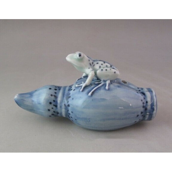 4.09-Inch Vintage Chinese Blue and White Lotus Root Carving Porcelain Drop Tube