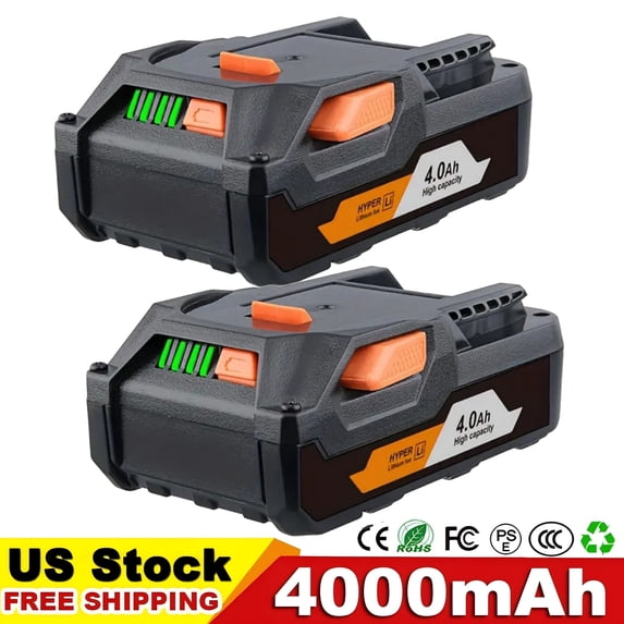 4.0Ah Battery Replacement for RIDGID 18V Battery R840085 R840086 R840087 (2Pack)