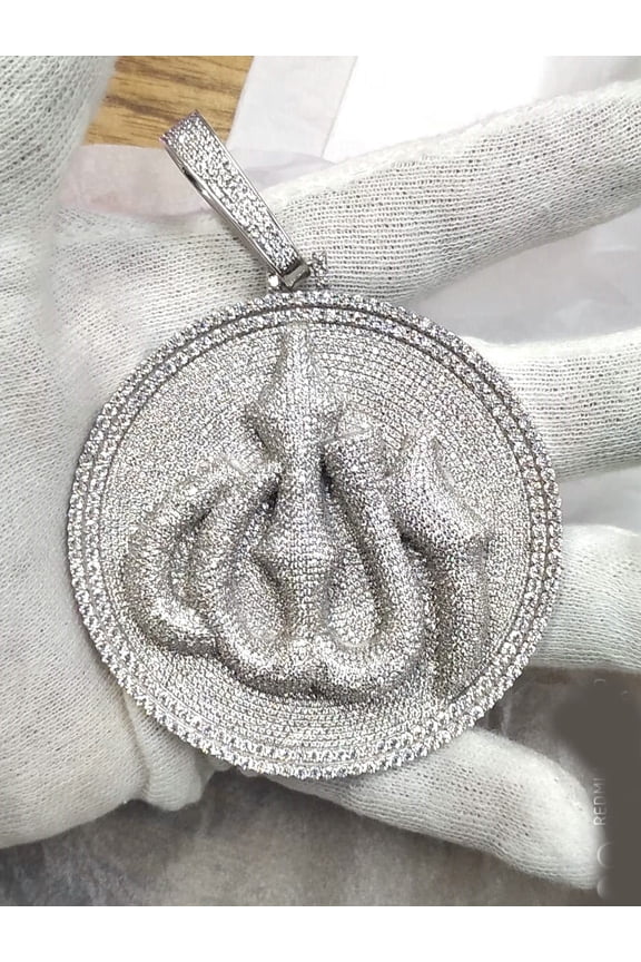 4.0CT Moissanite Allah Pendant in 18kt Gold Over Sterling Silver
