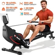 Winfita Magnetic Rowing Machine, 350LB Capacity Rower, 115LBS Max Resistance, 16 Levels, Home Gym Exercise, App Compatible, Tablet Holder