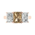 thumbnail image 1 of Clara Pucci 14K Rose Gold 4ct Champagne Three-Stone Ring for Women, 1 of 8