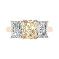thumbnail image 1 of 4.0ct Emerald Cut Brown Natural Morganite 18k Pink Rose Gold Engraving Statement Bridal Wedding Three-Stone Designer Ring Size 3.5, 1 of 5