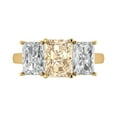 thumbnail image 1 of 4.0ct Emerald Cut Brown Natural Morganite 18k Yellow Gold Engraving Statement Bridal Wedding Three-Stone Designer Ring Size 5.5, 1 of 5