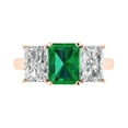 thumbnail image 1 of Clara Pucci 14K Rose Gold 4ct Emerald Three-Stone Ring for Women, 1 of 8