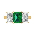 thumbnail image 1 of Clara Pucci 14K Yellow Gold 4ct Emerald Three-Stone Ring for Women, 1 of 8