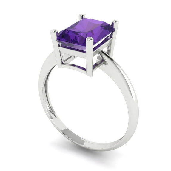 4.0ct Emerald Cut White Sapphire 14k Yellow Gold Engraving Statement Bridal Wedding Three-Stone Designer Ring Size 4.25